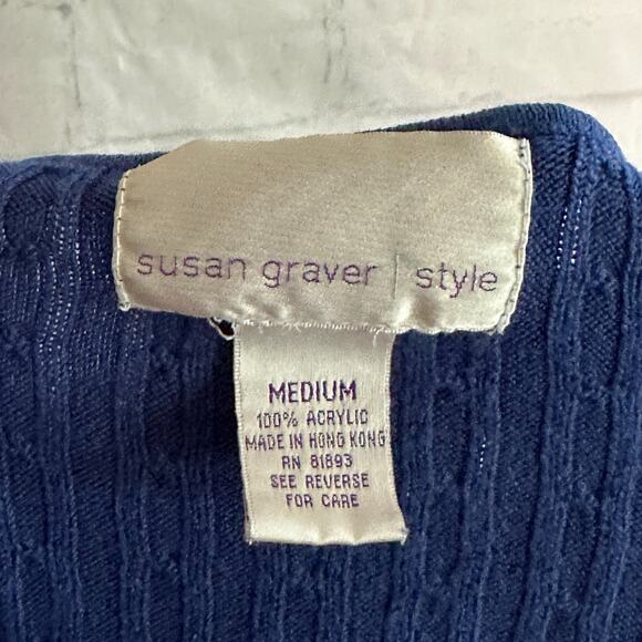 Susan Graver Women’s Blue Button Up Sweater Cardigan, Medium, Pre-owned - Picture 4 of 5